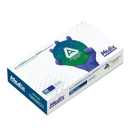 Luva Nitrílica Antimicrobiana AMG Medix - Caixa com 100 un.