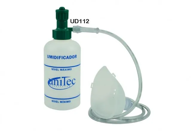 Conjunto De Umidificação Com Frasco De PVC 250 ml Para Rede De Ar Comprimido Com Máscara — Infantil