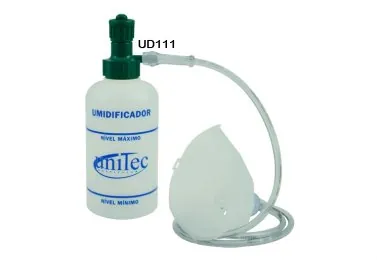 Conjunto De Umidificação Com Frasco De PVC 250 ml Para Rede De Oxigênio Com Máscara — Adulto