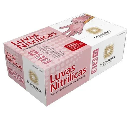 Luvas de Nitrilo Rosa S/ Pó PP, P, M, G