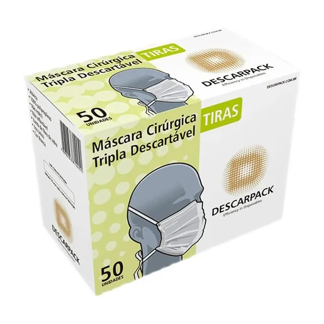 Máscara Cirúrgica Tripla com Tiras Descarpack