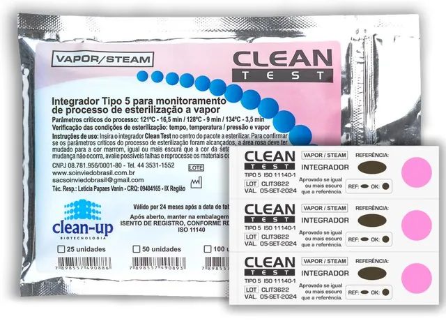 Integrador Químico Para Vapor Tipo 5 — Tipo Tiras (Autoadesivo) · CleanUp